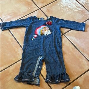 Blue Baby Romper with Unicorn Design